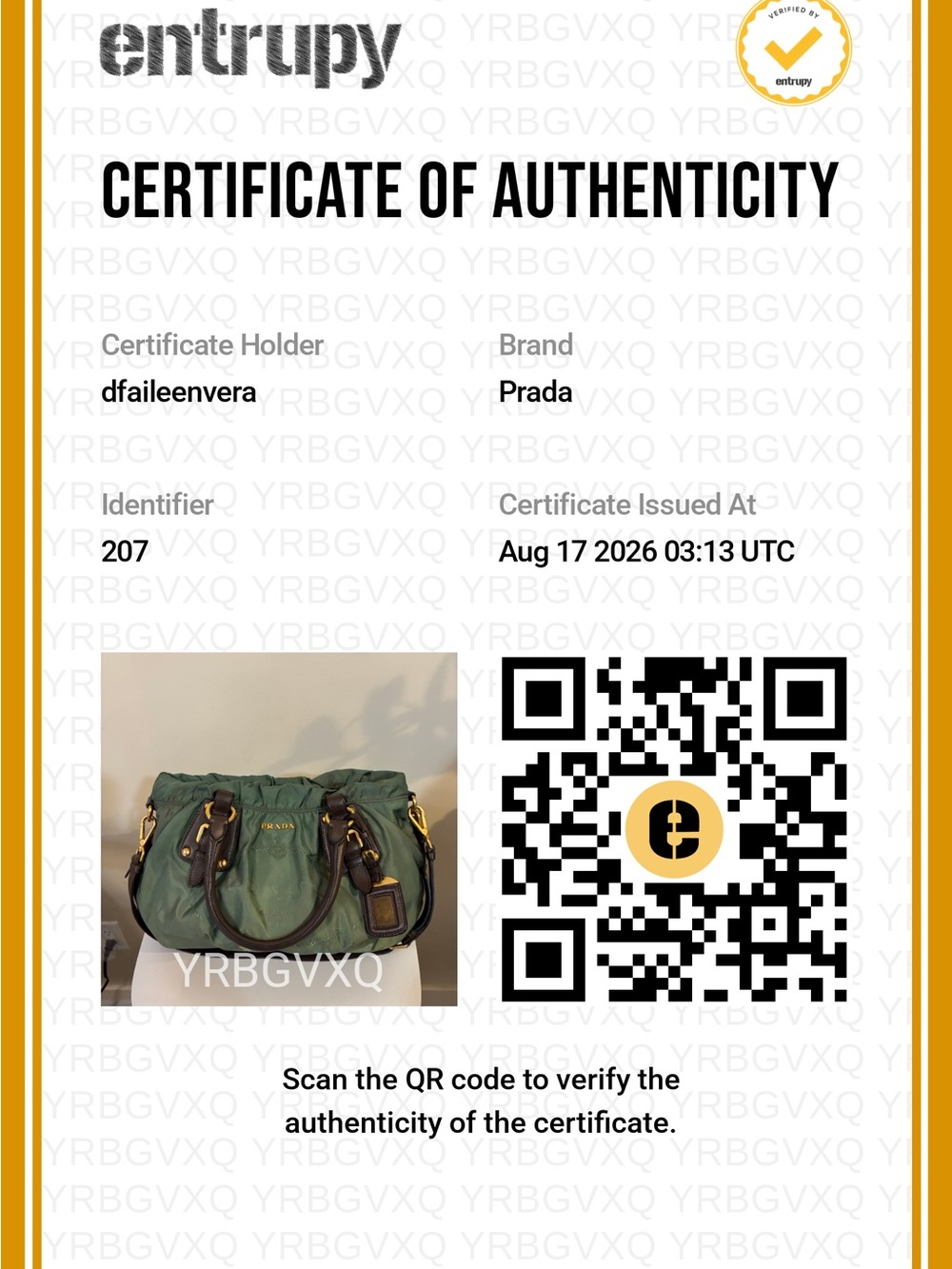 Prada Canapa Green Nylon Shoulder Bag 2 way ( authentic) - Picture 11 of 13